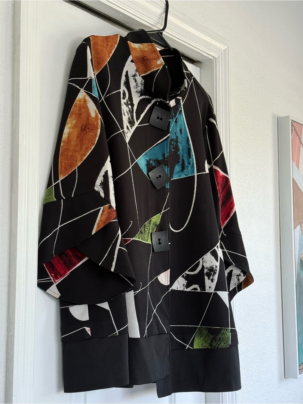 Joseph Ribkoff Black Abstract Multi-Color Boxy Jacket - Picture 4 of 10